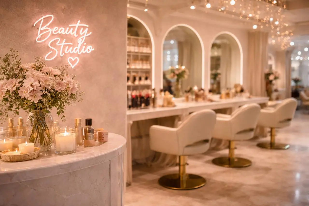 Elegant beauty lounge interior in Dubai